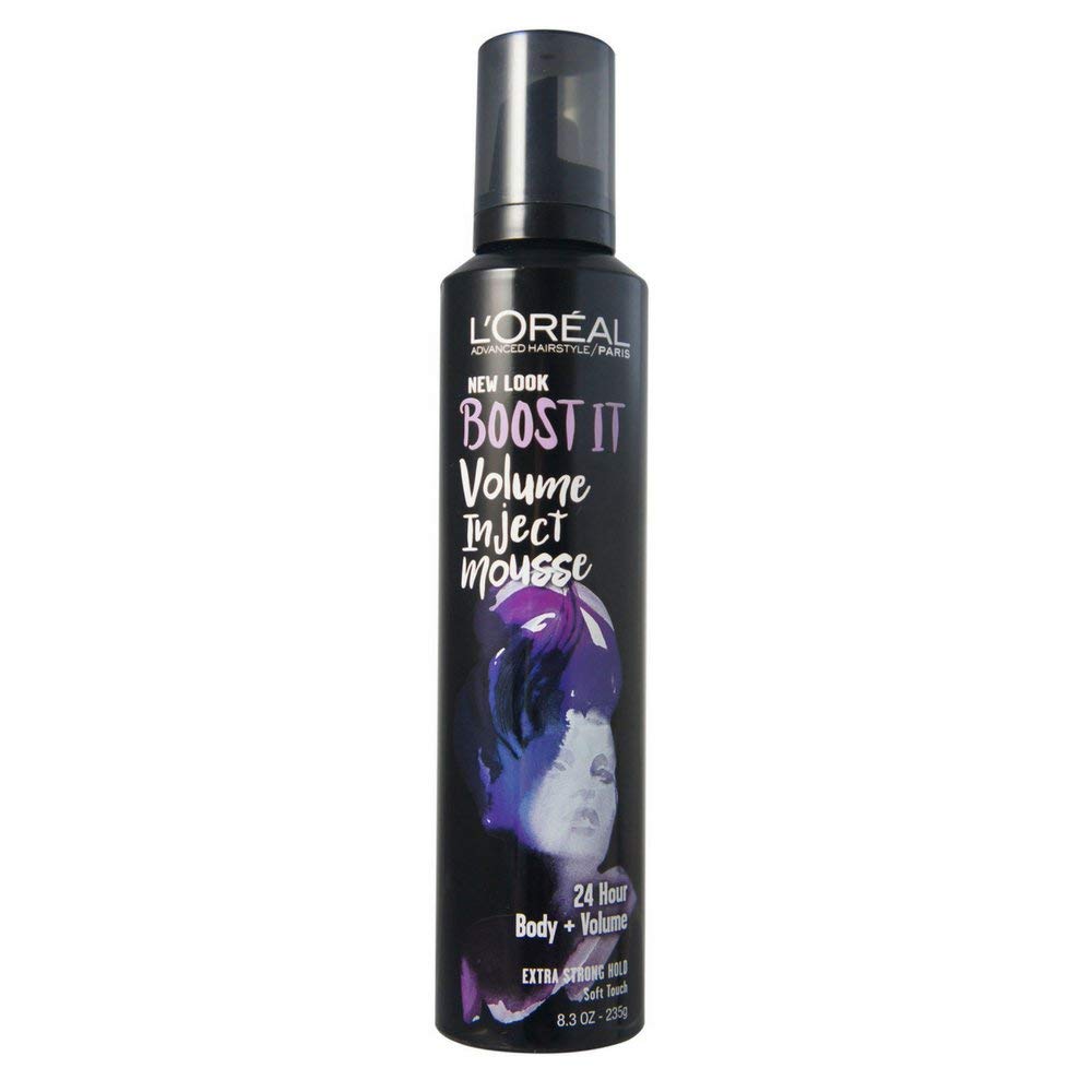 L'Oreal Advanced Hairstyle/Paris - Boost It Volume Inject Mousse - Extra Strong Hold - Net Wt. 8.3 OZ (235 g) Per Can - Pack of 4 Cans
