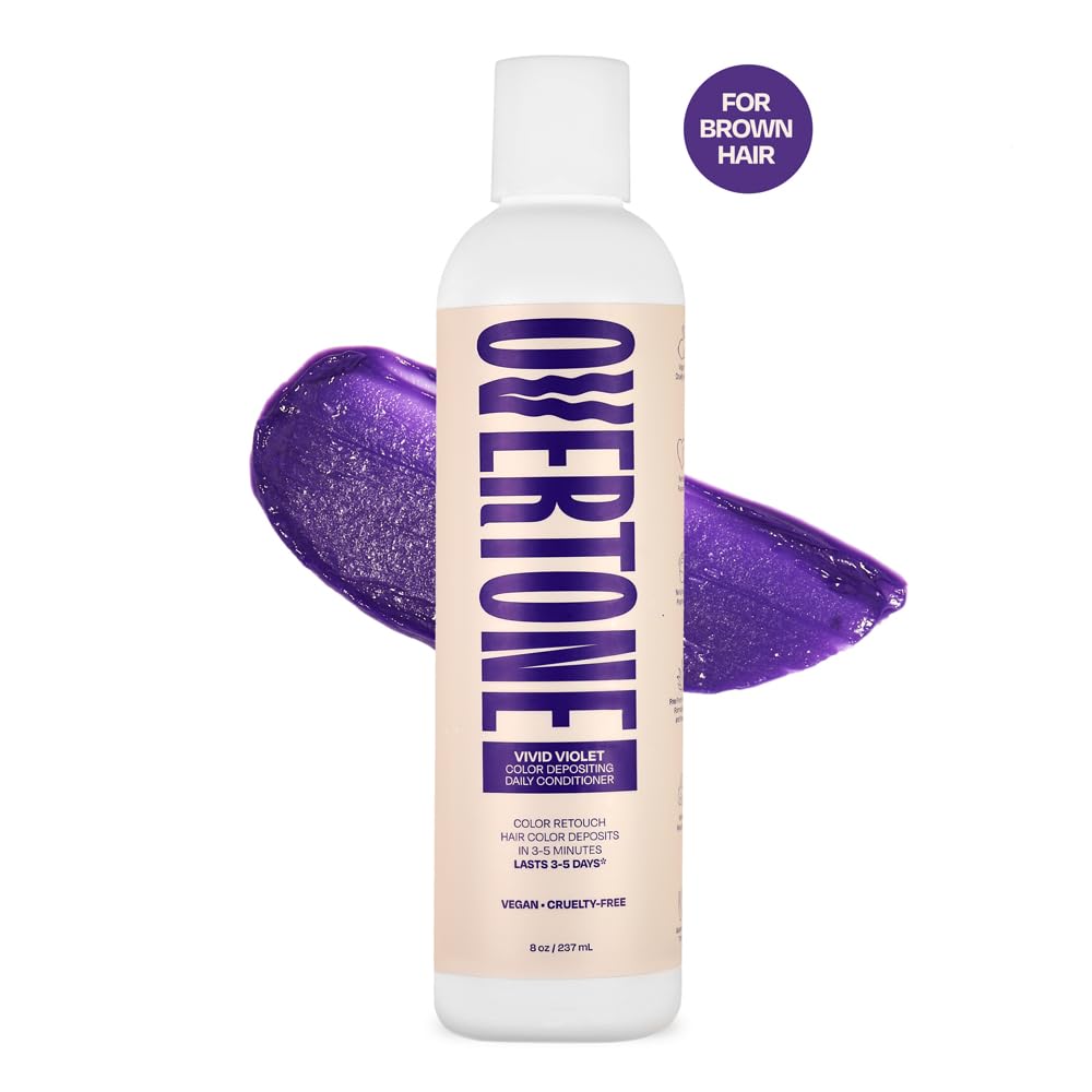 Overtone Daily Color Depositing Conditioner 8oz – Extreme Purple Vivid Violet, Refresh & Prevent Fading, Vegan, Cruelty-Free, with Shea & Coconut