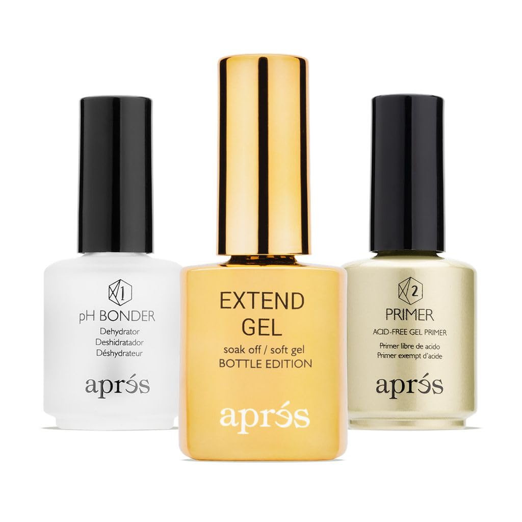 APRÉS Gel-X® Professional Nail Extension Bundle - Gold Bottle Extend Gel, pH Bonder, Non-Acidic Primer, 15 ml Set Beauty & Personal Care APRÉS