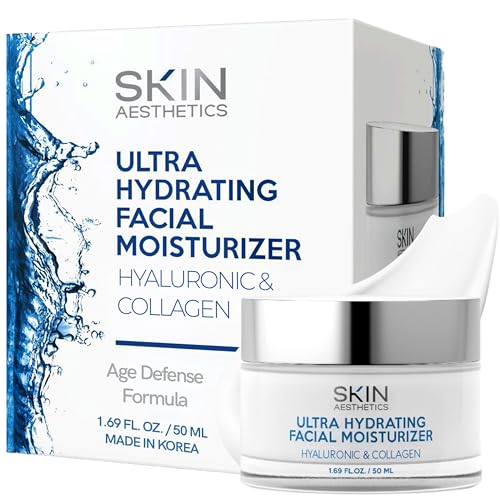 Skin Aesthetics Hyaluronic Acid & Collagen Face Moisturizer - Anti-Aging, Ultra Hydrating, Fine Lines & Wrinkles Treatment - Dermatologist Tested