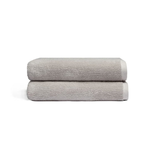 Cozy Earth Ribbed Bath Towel Set - 60% Cotton 40% Viscose from Bamboo Bathroom Towels - Soft & Absorbent Textured Ribbed Pattern - 2 Pack Light Grey
