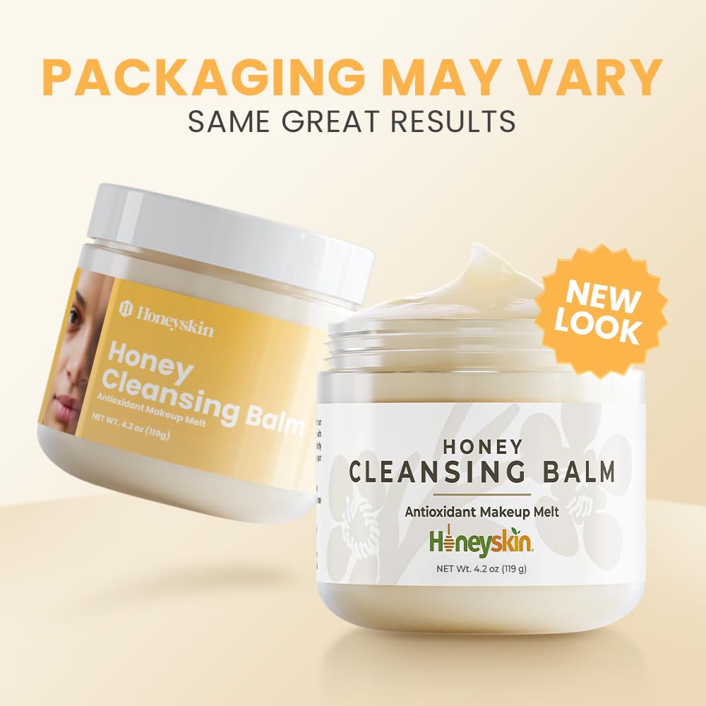 Honeyskin Honey Cleansing Balm Makeup Remover - Face and Eye Makeup Remover for Sensitive Skin Face Wash - Hydrating Facial Cleanser and Gentle