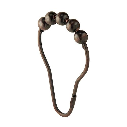 iDesign Steel Roller Shower Curtain Rings/Hooks - Bronze, Set of 12