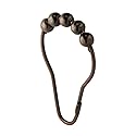 iDesign Steel Roller Shower Curtain Rings/Hooks - Bronze, Set of 12