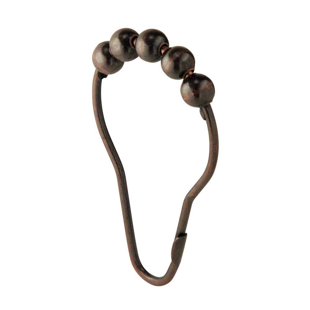 iDesign Steel Roller Shower Curtain Rings/Hooks - Bronze, Set of 12