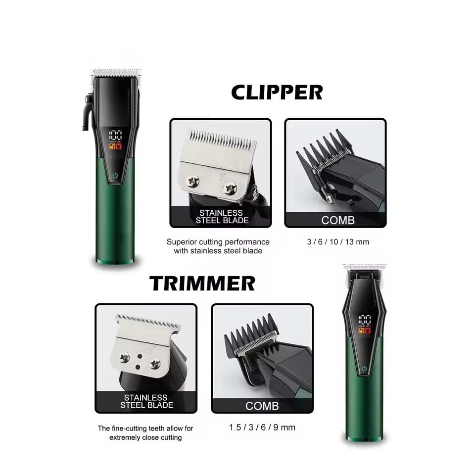Hair Clippers for Men Professional, Cordless Electric Trimmer with 8 Guide Combs, LED Digital Display Cutting Kit, Barber & Home and Trimmers Set Beauty and Personal Care QDKVTNDJZ