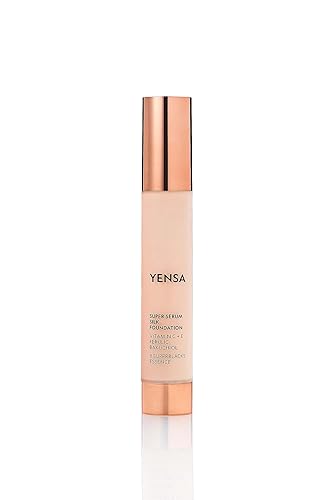 YENSA Serum Foundation Makeup - Super Silk Full Coverage Foundation Enriched with Peptides, Vitamin C & Ferulic Acid to Help Reduce Fine Lines