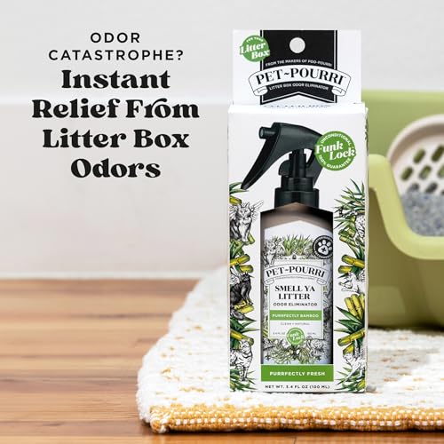 Poo-Pourri Purrfectly Bamboo Cat & Home Deodorizer 3.4oz – Plant-Based Odor Remover for Air, Carpet, Litter Box, Urine & Strong Pet Smells