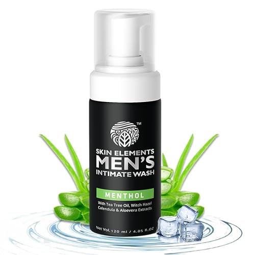 Skin Elements Intimate Wash for Men with Menthol | pH Balanced Foaming Intimate Wash | Jabon Intimo Hombre | Controls Bad Odor and Sweat | Cools