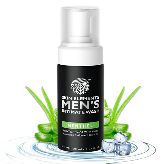 Skin Elements Intimate Wash for Men with Menthol | pH Balanced Foaming Intimate Wash | Jabon Intimo Hombre | Controls Bad Odor and Sweat | Cools