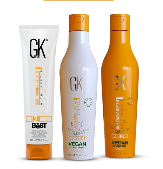 GK HAIR Vegan Shampoo & Conditioner Set (240ml) with The Best Keratin Treatment (100ml) | Complete Hair Care Kit for Smoother, Nourished, Healthier Beauty & Personal Care GK HAIR