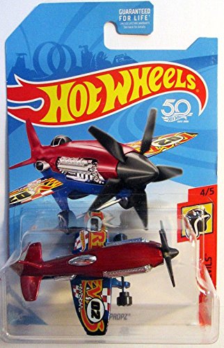 Hot Wheels 2018 50th Anniversary HW Daredevils Mad Propz (Airplane), Red and Blue