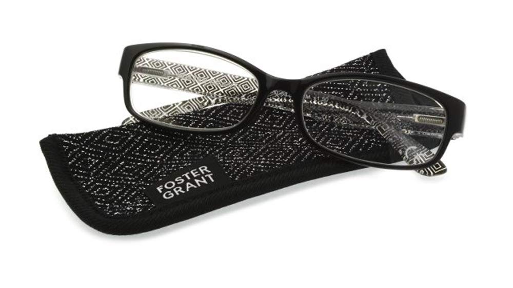 Foster Grant Women's Kyra PolarizedSquareReaders, Black,3.25