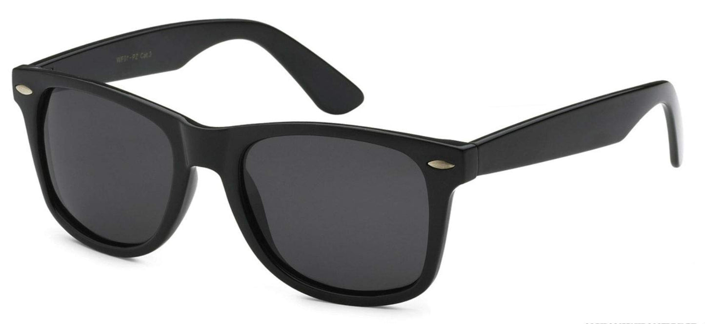 Retro Optix Sunglasses Classic 80’s Vintage Style Design (Black Gloss, Polarized)