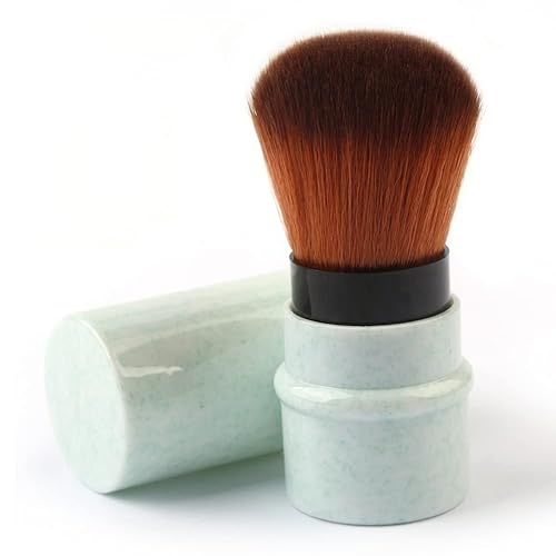 RN BEAUTY Retractable Kabuki Brushes Powder Foundation Blush Concealer Makeup Brush Portable With Cover - Green
