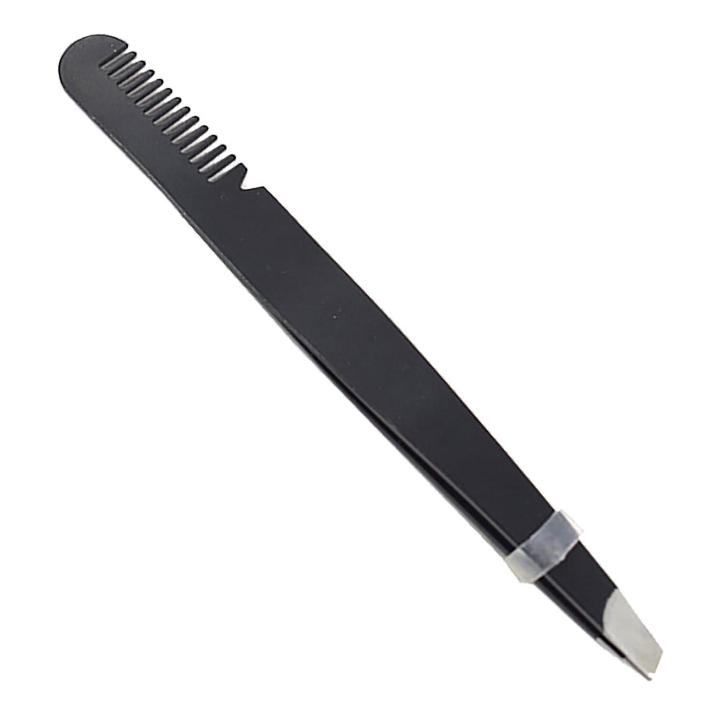 Multi Purpose Eyebrow Tweezers Stainless Steel Ergonomic Slant Tip Eyebrow Tweezers with Comb (Black) Beauty and Personal Care JTLB