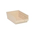 Quantum Storage Systems QSB107IV 20-Pack 4" Hanging Plastic Shelf Bin Storage Containers, 11-5/8" x 8-3/8" x 4" , Ivory