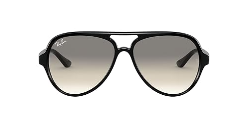 Ray-Ban Unisex RB4125 Cats 5000 Aviator Sunglasses, Black/Clear Gradient Grey, 59 mm