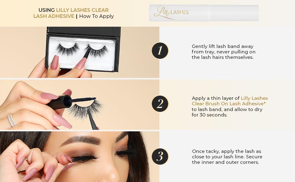 Lilly Lashes 3D Miami Faux Mink Strip Eyelashes, False Eyelashes Dramatic Look, Reusable False Lashes, Fake Lashes Pack, Lash Strips with Luxury Silk