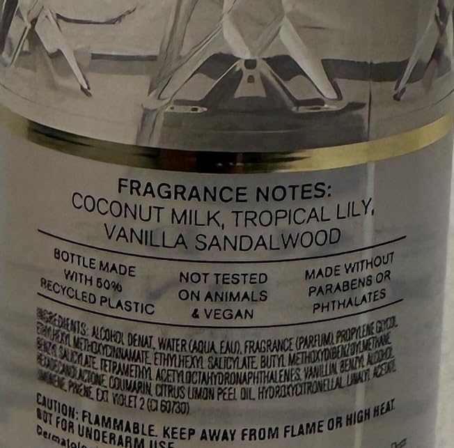 Bath & Body Works Eau De Coconut Fine Fragrance Mist 8 Ounces