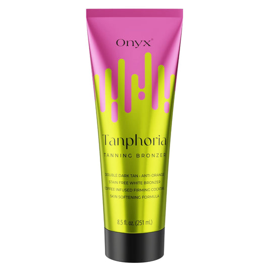 Onyx Tanphoria Tanning Bed Lotion with Bronzer & Accelerator - Gradual Dark Tan, Anti-Orange, Coffee Infused, Firming & Softening Skin, 8.5 fl oz