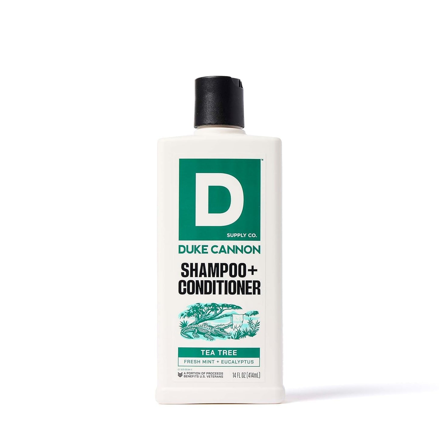 Duke Cannon Supply Co. Tea Tree 2-in-1 Shampoo and Conditioner for Men - 14 fl oz - Fresh Mint + Eucalyptus Scent - Made with Tea Tree Oil & Menthol