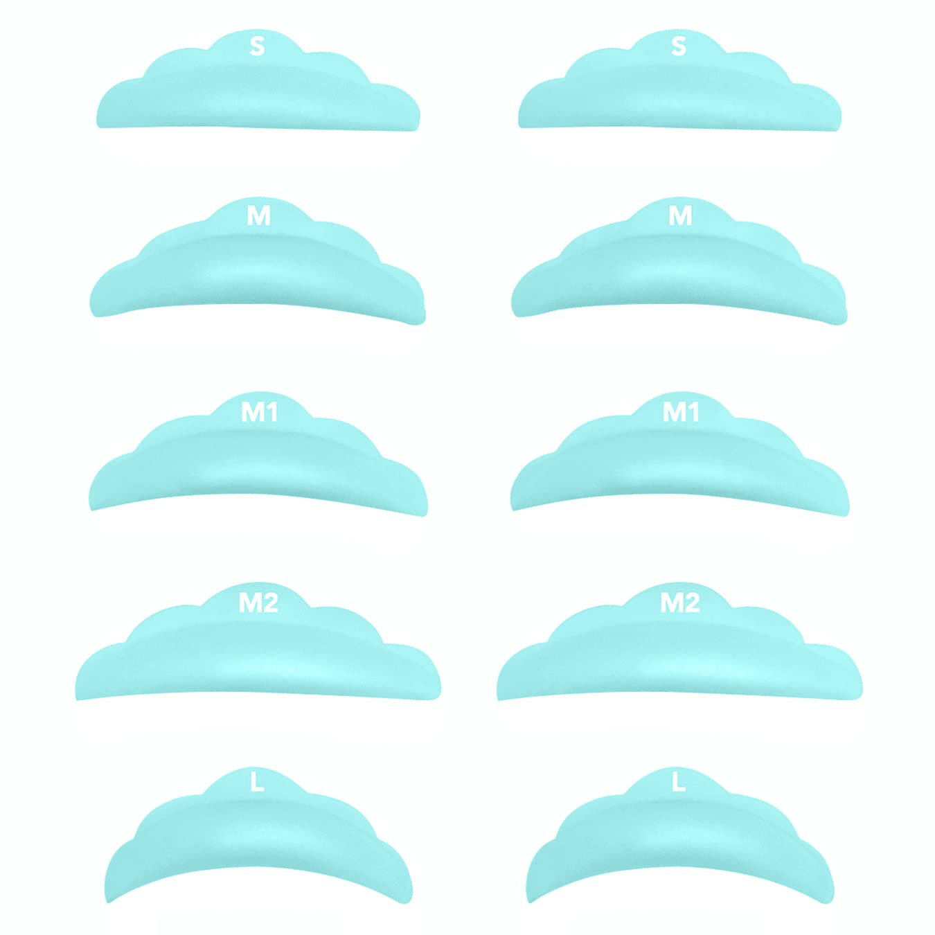 Lash Lift Pads?DIY Eyelash Lift Pads?Eyealsh Perm Rods, Lash Lifting at Home 10 Pcs Sky Blue Pads 5 Size SMM1M2L Reusable Soft Silicone Shields
