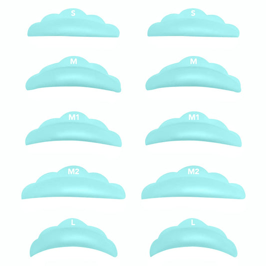 Lash Lift Pads?DIY Eyelash Lift Pads?Eyealsh Perm Rods, Lash Lifting at Home 10 Pcs Sky Blue Pads 5 Size SMM1M2L Reusable Soft Silicone Shields