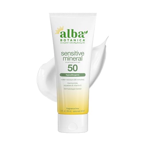 Alba Botanica Sensitive Mineral Sunscreen Lotion SPF 50, 3 Oz