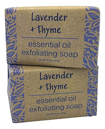 Greenwich Bay Trading Co, Lavender and Thyme Essential Oil Exfoliating Bath Bar Soap, Set of 2, 8.6 Ounces Each
