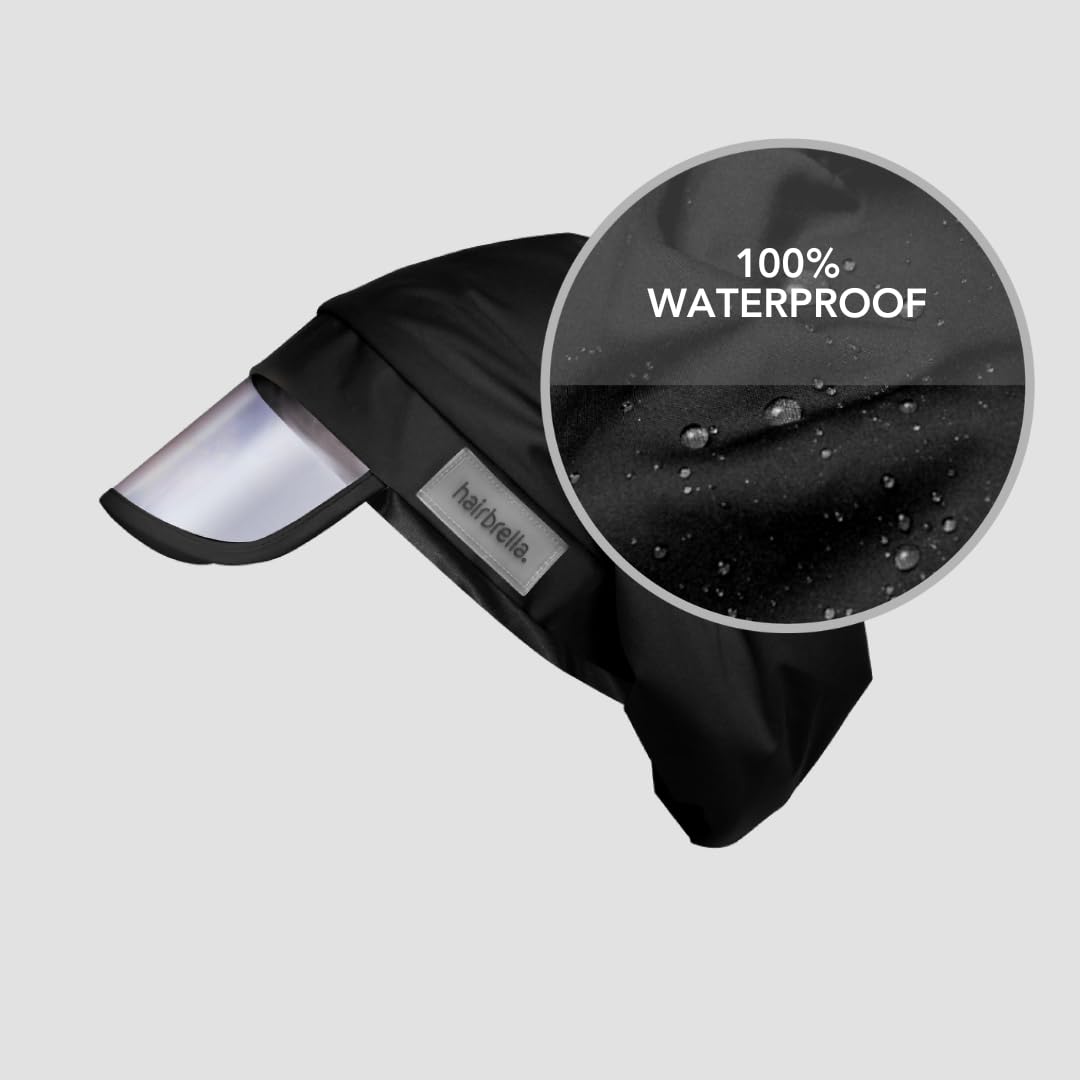 Hairbrella 100% Waterproof Rain Hat, Satin-Lined Cap, UV Sun Protection, Full Hair Coverage, Packable Travel Accessory Cranberry Beauty and Personal Care Hairbrella