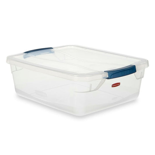 Rubbermaid Clever Store Latching Storage Tote Container, 15-Quart, Clear (FG3Q2200CLMCB)