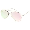 zeroUV Mirrored Oversized Aviator Sunglasses for Women and Men, Metal Frame with UV400 with Large Flat Mirror Lens 58mm (Gold/Pink Mirror)