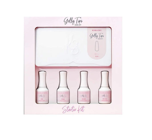 Kiara Sky Gelly Tips Starter Kit | Includes Prep, Primer, Builder, Top Coat, Tips | Coffin Long (No Lamp) Beauty & Personal Care KIARA SKY