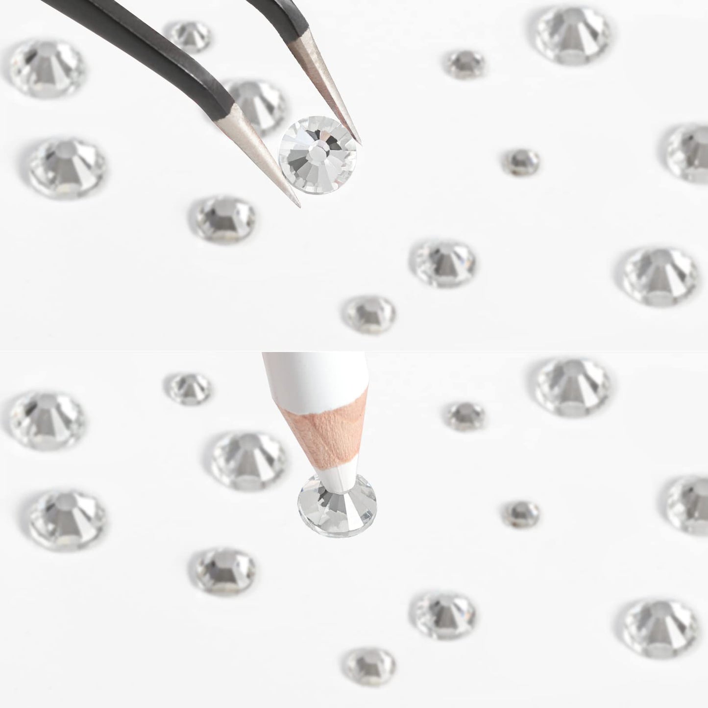 Beadsland Rhinestones for Makeup,8 Sizes 2500pcs Crystal Flatback Rhinestones Face Gems for Nails Crafts with Tweezers and Wax Pencil,Clear,SS4-SS30