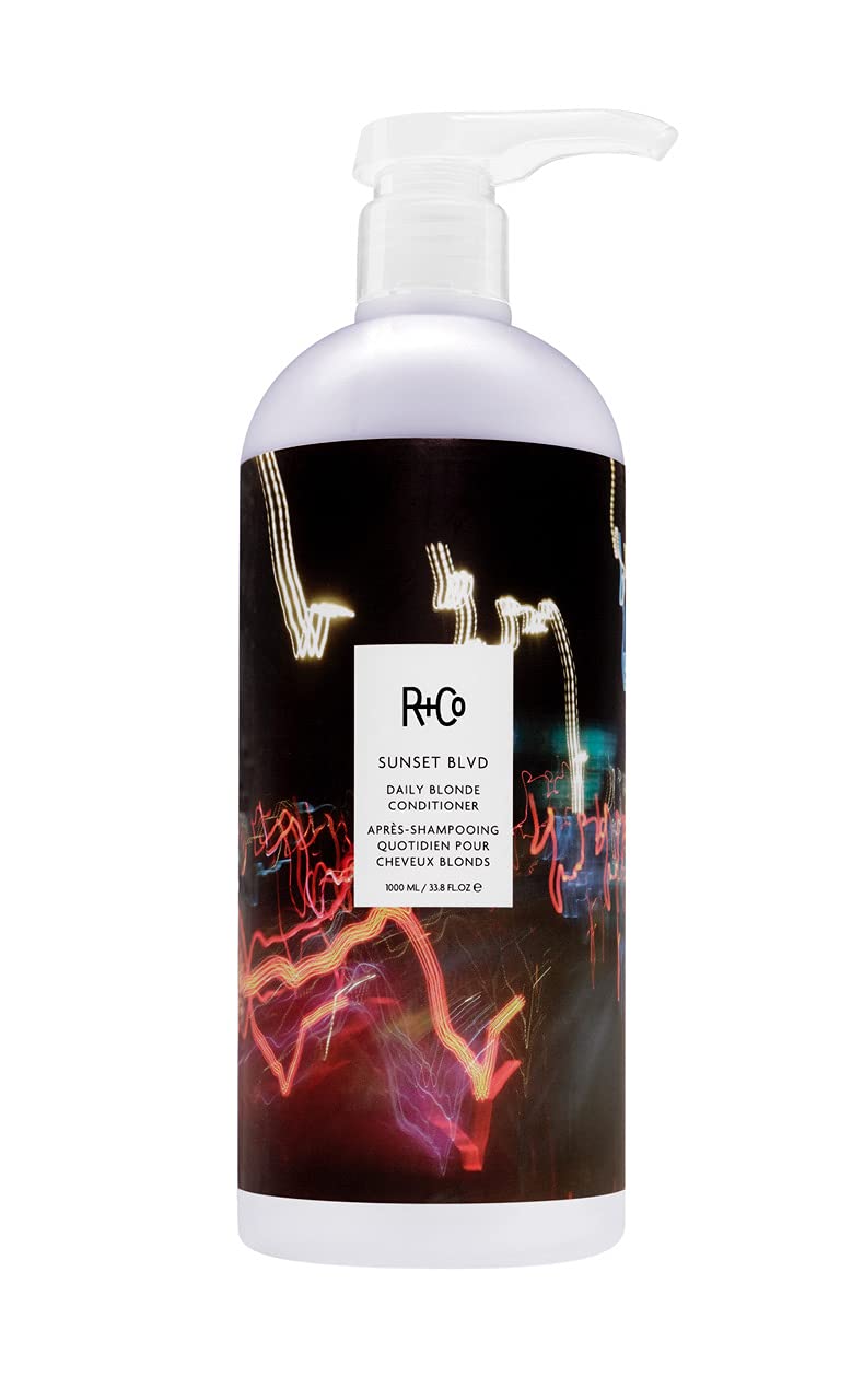 R+Co Sunset Blvd Daily Blonde Conditioner Retail Liter | Daily Brightening + Combats Brassiness + Hydrating | Vegan + Cruelty-Free | 33.8 Oz