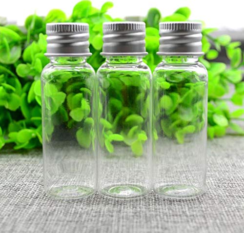 12PCS 1oz / 30Ml Empty Clear PET Plastic Tube Bottle Containers With Silver Aluminum Screw Cap For Makeup Lotion Essential Oils Creams Powders