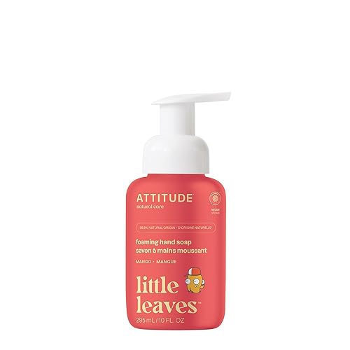 ATTITUDE Foaming Hand Soap for Kids, EWG Verified, Dermatologically Tested, Plant- and Mineral-Based Ingredients, Vegan, Mango, 10 Fl Oz