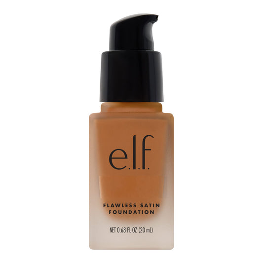 e.l.f. Flawless Satin Foundation, Lightweight & Medium Coverage, Semi-Matte Finish, Vegan & Cruelty-Free, Caramel, 0.68 Fl Oz (20mL)