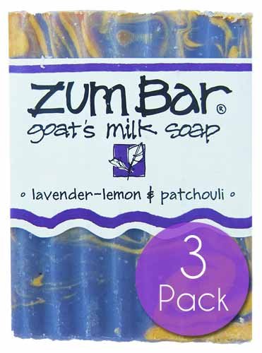 Zum Indigo Wild Goat's Milk Soap Bar - Bar Soap for Hands & Body Made with Essential Oils - 3 oz - Lavender-Lemon & Patchouli (3 Pack)
