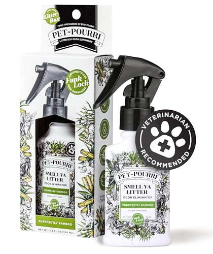 Poo-Pourri Purrfectly Bamboo Cat & Home Deodorizer 3.4oz – Plant-Based Odor Remover for Air, Carpet, Litter Box, Urine & Strong Pet Smells