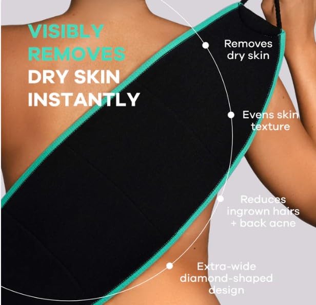 Dermasuri - Deep Exfoliating Back Scrubber - Bath & Shower Back Scrub - Body Exfoliator Scraper Tool - Deep Exfoliation Body Cleaner for Shower - 27"