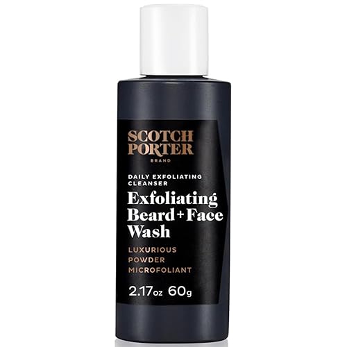 Scotch Porter Exfoliating Beard Wash & Face Cleanser for Men, Travel Friendly | Formulated with Non-Toxic Ingredients, Free of Parabens, Sulfates