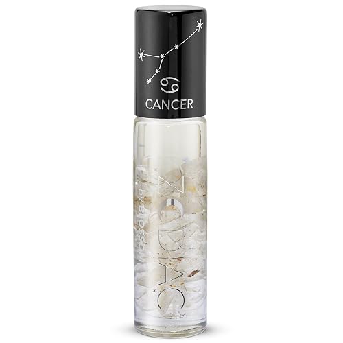 Blossom Lip Gloss Zodiac Sign Vanilla Scented Roll-On Lip Gloss, Moisturizing + Hydrating with Zodiac Crystals, Made in USA, 0.20oz, Cancer