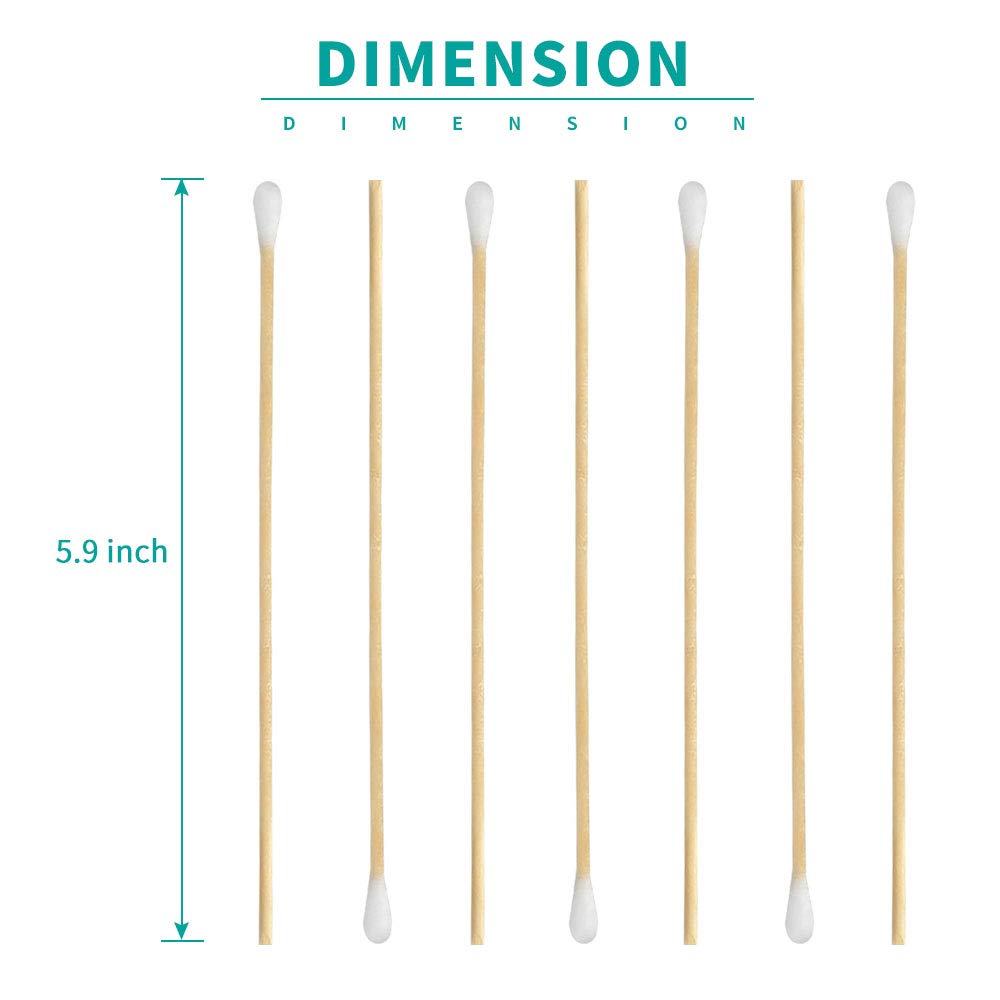 Yinghezu 200 Pcs Count 6" Inch Long Cotton Swabs with Wooden Handles Cotton Tipped Applicator, Cleaning with Wood Handle for Oil Makeup Gun Beauty and Personal Care Yinghezu