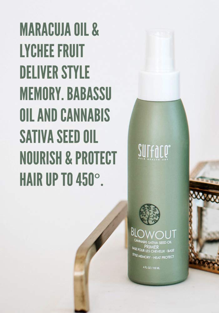 SURFACE Hair Blowout Primer Hair Spray for Men and Women, 4 oz - Lightweight, Nourishing Thermal Spray with Babassu Oil - Fast-Drying Blow Dry Spray