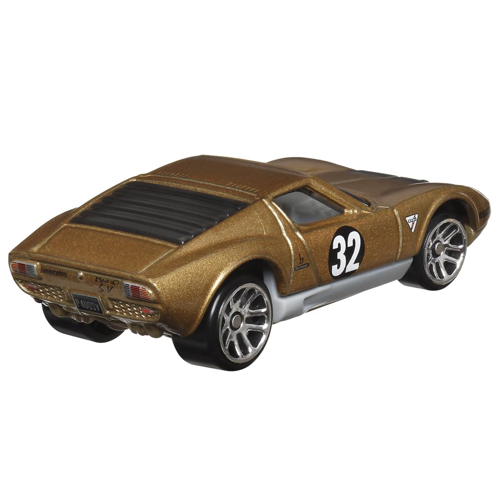 Hot Wheels Collectible Die-Cast Vintage Racing Club Vehicle - Gold Sports Car - Inspired by 1971 Lamborghini Miura SV - HRT81-4/6