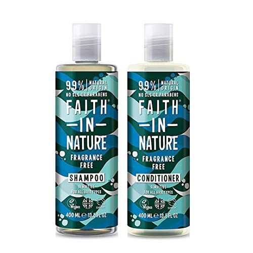 Faith In Nature Fragrance Free Shampoo 400ml & Conditioner 400ml Duo Pack | Vegan | No Cruelty | 99% Natural Fragrance | No From SLS or Parabens