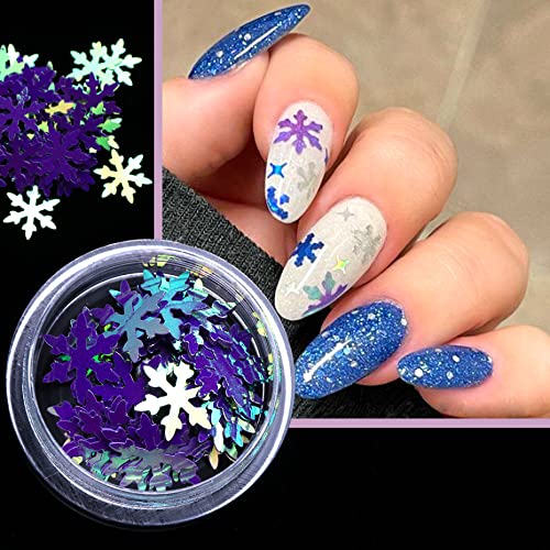Valuu Christmas Snowflakes Ultrathin Nail Sequins Laser Sparkly Nail Glitter Flake Winter DIY Nail Decals Nail Decoration