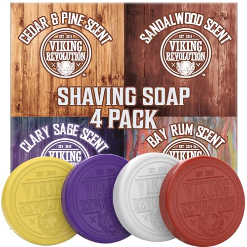 Viking Revolution Shaving Soap for Men - Shave Soap for Use with Shaving Brush and Bowl for Smoothest Wet Shave, Shaving Soap Puck - 4 Pack Variety Beauty and Personal Care Viking Revolution Default Title